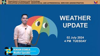 Public Weather Forecast issued at 4PM  July 02 2024  Tuesday [upl. by Acirederf]