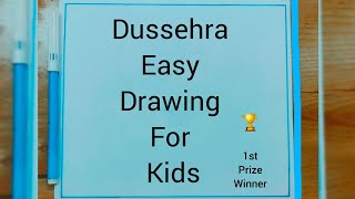 Dussehra drawing Vijayadashami poster making drawing \ Dussehra drawing for kids  very easy [upl. by Birdella767]