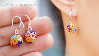 Multicolor beaded bead earrings How to make beaded earring Beading tutorial [upl. by Teufert]