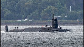 Vanguard class submarine heading up the Clyde towards Loch Long [upl. by Munsey706]