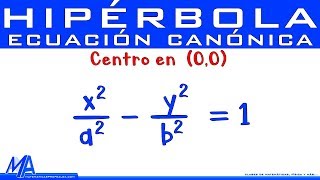 Ecuación canónica de la Hipérbola  Centro en 00 [upl. by Galvan]