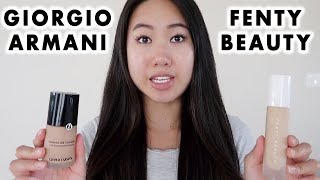 Giorgio Armani vs Fenty Beauty Foundation Review Demo amp Comparison [upl. by Nessie]