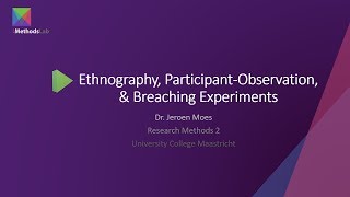 Research Methods 2  Lecture 1  Ethnography ParticipantObservation and Breaching Experiments [upl. by Dnob]