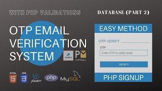 PHP Signup with OTP Email Verification System  Database Part 2 [upl. by Monte]