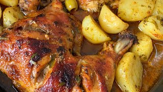 Cuisses de poulet marinées et pommes de terre au four طبق سهل وسريعدجاج وبطاطا في الفرن [upl. by Anaihs]