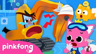 Ouch Where are you hurting The Excavator’s Arm is Broken  Car Hospital  Pinkfong Car Story [upl. by Aleiram]