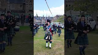 drummajor Barclay leads Towie pipeband marchingband into 2024 Aboyne Games in scotland shorts [upl. by Acimaj]