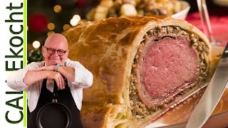 Rinderfilet Wellington Lecker amp rosa gebraten im Blätterteig Rezept [upl. by Yursa]