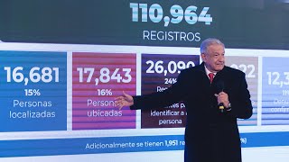 Gobierno alista reporte mensual de búsqueda de personas desaparecidas Conferencia presidente AMLO [upl. by Mor575]