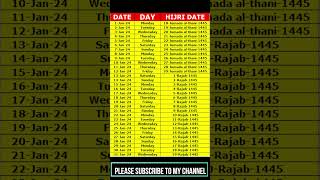 January 2024 Islamic Calendar  Islamic Calendar  calendar 2024 [upl. by Rubi]