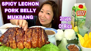 SPICY LECHON PORK BELLY MUKBANG PHILIPPINES REAL MUKBANG COLLAB with jayansfamvlog4058 [upl. by Anonyw]