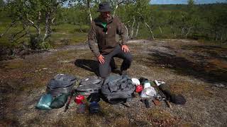 Lättviktspackning för en veckas vandring  Ultralight packing for one week in the wild [upl. by Selway]