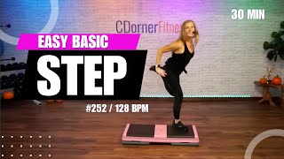 30 Min BASIC Cardio Step Aerobics Workout  128 BPM 252 [upl. by Dercy715]