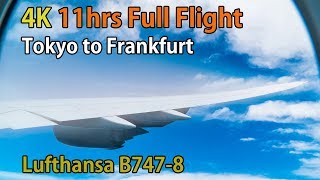 Full flight video Tokyo Haneda to Frankfurt LH717 B7478 Lufthansa 4K [upl. by Heyman521]