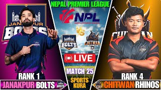 JANAKPUR BOLTS VS CHITWAN RHINOS  NEPAL PREMIER LEAGUE 2024  NPL 2024  LIVE SCORE AND COMMENTARY [upl. by Venable]