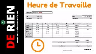 Comment calculer ses heures de travail pour la semaine  Tutoriel Excel  DE RIEN [upl. by Nirda]