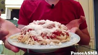 Eating spaghetti with Ground beef  Panos ASMR Greek Mukbang [upl. by Partan565]