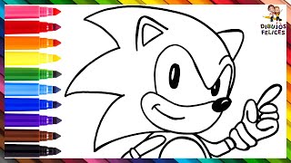 Dibuja y Colorea A SONIC ☄️🦔💙🌈 Dibujos Para Niños [upl. by Arvy]