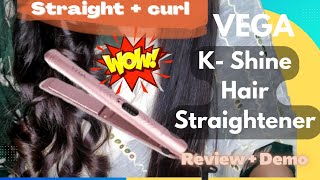 VEGA KShine Hair Straightener  Review  Demo  how to curl  straight with straightener at home [upl. by Razec794]