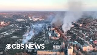 Rare view from front lines of wartorn Ukrainian city of Bakhmut [upl. by Cord]