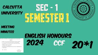 Meeting Minutes Sec 1 Sem 1 English Honours Calcutta University Rules with Solved Paper ccf [upl. by Inva]