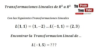 Transformaciones Lineales Transformacion Lineal de R2 a R2 TuProfeYouTube [upl. by Jephthah]