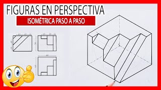 ⚡ Perspectiva ISOMETRICA a partir de las VISTAS ⚙️ Figuras en isométrico 01 [upl. by Ahsita]