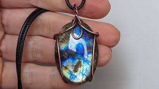 Beginner Oval Cabochon Pendant Wire Wrapping Tutorial Using One Piece of Round Wire [upl. by Hu]