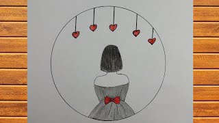 Easy Girl Backside Drawing Pencil sketch Circle drawing drawwithzzzeee951 [upl. by Arramas]