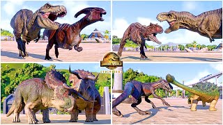 Carnotaurus Toro amp 2022 Rexy Indoraptor Nasutoceratops 🦖 Jurassic World Evolution 2 Animations [upl. by Malena]