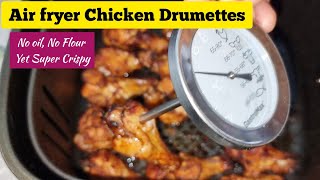 Crispy Air fryer Chicken Wings Drumettes No OIL  NO FLOUR amp NO BAKING POWDER [upl. by Querida9]