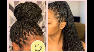 Braiding My Own Hair Small Box Braids [upl. by Ahseinet]