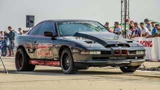 Bmw 850CI V12 Twin Turbo 700 Hp vs Mitsubishi Lancer Evo 4  Drag race Arad 10092016 [upl. by Claiborne]