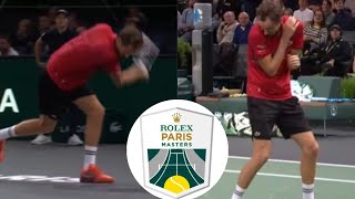 Daniil Medvedev hits himself after launching racket into the air in Paris Masters outburst [upl. by Porcia]