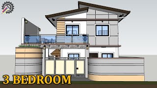 HOUSE DESIGN IDEA  2 Storey House Design  3 Bedrooms [upl. by Eimme]