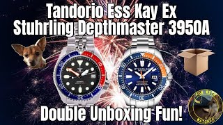 Tandorio Ess Kay Ex Stuhrling Depthmaster 3950A Dive Style Watch Double Unboxing Fun [upl. by Enecnarf]