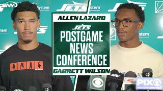 Garrett Wilson amp Allen Lazard on Aaron Rodgers performance in Jets dominant win over the Pats  SNY [upl. by Ruomyes]