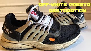 OFFWHITE NIKE AIR PRESTO RESTORATION HOW TO CLEAN OFF WHITE PRESTOS [upl. by Annovoj263]