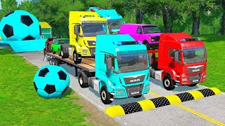 TRANSPORTING PIXAR CARS amp FRUITS WITH COLORED amp JOHN DEERE vs CLAAS vs TRACTORS  BeamNGdrive 962 [upl. by Custer968]