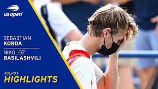 Sebastian Korda vs Nikoloz Basilashvili Highlights  2021 US Open Round 1 [upl. by Oap767]