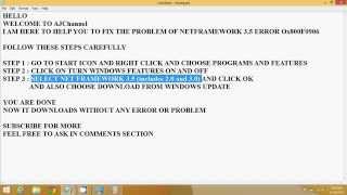 Error 0x800f0906 NetFramework 35 Fix 100 WORKING [upl. by Nnylecoj]