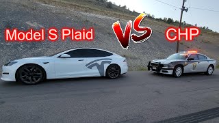 Tesla Model S Plaid Easily Outran Colorado State Patrol [upl. by Hsatan]