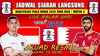 Jadwal Kualifikasi Piala Dunia 2026  BAHRAIN vs INDONESIA  H2H amp Daftar 27 Pemain Timnas Indonesia [upl. by Attiuqehs]