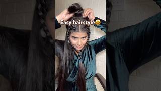 Easy braid hairstyle🤩 hairtutorial hairstyle grwm shorts hair [upl. by Airdnaxila755]