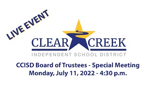 CCISD Board of Trustees Workshop Meeting  Monday July 11 2022  430 pm [upl. by Judas]