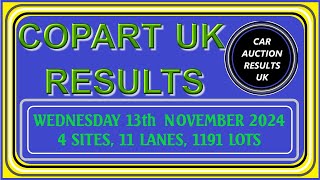 COPART UK AUCTION RESULTS FOR WED 131124 [upl. by Marcela936]