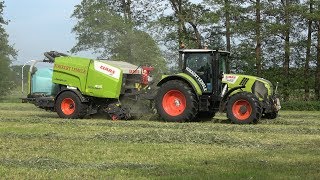 Ronde balen persen en wikkelen met Claas Arion 640 en Claas Rollant 455 Uniwrap 2020 [upl. by Taddeo707]