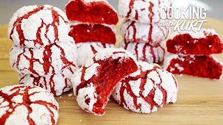 Red Velvet Crinkle Cookies Fudgy with SoftBaked Center amp Crackled Texture  Cooking with Kurt [upl. by Nithsa868]