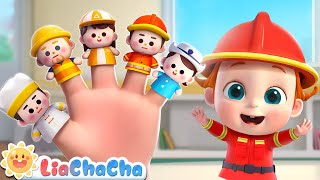 Finger Family Song Jobs Version  Police Firefighter  Kids Songs amp Nursery Rhymes  LiaChaCha [upl. by Soo223]