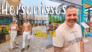 Hersonissos Crete Chersonissos walking tour 4k May 18 2024 Greece Kreta [upl. by Bonaparte]